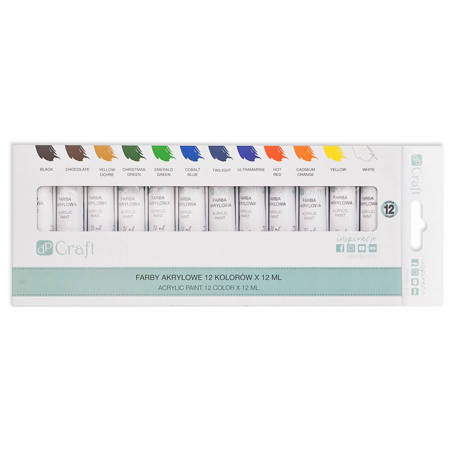 Zestaw farb akrylowych - 12 kolorów x 12 ml
